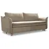 Image de Canapé convertible slim velours anti-tâche, beige