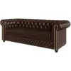 Image de Canapé Chesterfield 3 places en cuir végan, marron