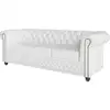 Image de Canapé Chesterfield 3 places avec fonction lit en cuir végan, blanc