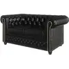 Image de Canapé Chesterfield 2 places en cuir végan, noir