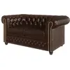 Image de Canapé Chesterfield 2 places avec fonction lit en cuir végan, marron