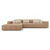 Image de Canapé d'angle gauche 4 places en tissu velours beige foncé