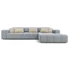 Image de Canapé d'angle droit 4 places en tissu velours bleu clair