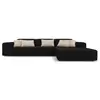 Image de Canapé d'angle droit 4 places en tissu velours noir