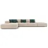 Image de Canapé d'angle gauche 5 places en tissu velours beige clair