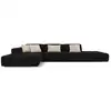 Image de Canapé d'angle gauche 5 places en tissu velours noir