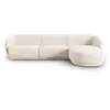 Image de Canapé d'angle droit modulable 4 places en tissu chenille beige clair