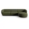 Image de Canapé d'angle droit modulable 4 places en tissu chenille vert chiné