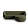 Image de Canapé d'angle droit modulable 3 places en tissu chenille vert chiné