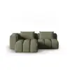 Image de Canapé d'angle modulable 3 places tissu structurel vert olive foncé