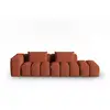 Image de Canapé modulable droit 3 places en tissu structurel corail