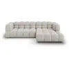 Image de Canapé d'angle droit modulable 4 places en velours beige clair