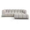 Image de Canapé d'angle droit modulable 3 places en velours beige clair