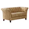 Image de Canapé Chesterfield 2 places en velours, beige