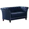 Image de Canapé Chesterfield 2 places en velours, bleu marine