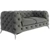 Image de Canapé Chesterfield 2 places en velours avec pieds en métal, gris