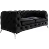 Image de Canapé Chesterfield 2 places en velours avec pieds en métal, noir