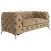Image de Canapé Chesterfield 2 places en velours avec pieds en métal, beige