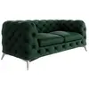 Image de Canapé Chesterfield 2 places en velours, pieds en métal, vert