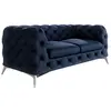 Image de Canapé Chesterfield 2 places en velours, pieds en métal, bleu marine