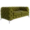 Image de Canapé Chesterfield 2 places en velours avec pieds en métal, olive