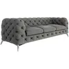 Image de Canapé Chesterfield 3 places en velours avec pieds en métal, gris