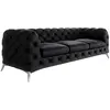 Image de Canapé Chesterfield 3 places en velours avec pieds en métal, noir