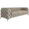 Image de Canapé Chesterfield 3 places en velours, pieds en métal, crème foncée
