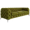 Image de Canapé Chesterfield 3 places en velours avec pieds en métal, olive