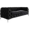 Image de Canapé Chesterfield 3 places en velours avec pieds en métal, noir