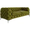 Image de Canapé Chesterfield 3 places en velours avec pieds en métal, olive