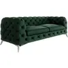 Image de Canapé Chesterfield 3 places en velours avec pieds en métal, vert