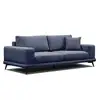 Image de Canapé droit XXL 3 places tissu bleu foncé