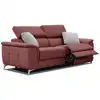 Image de Canapé droit avec 2 relax électriques tissu rouge brique et gris