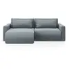 Image de Canapé d'angle réversible 3 places avec coffre en velours bleu gris
