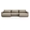 Image de Canapé panoramique 4 places avec coffre tissu structurel beige foncé