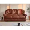 Image de Canap © fixe 100% cuir 3 places marron chocolat