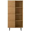 Image de Buffet haut 1 porte effet bois clair et pieds en métal noir