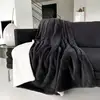 Image de Plaid doublé imitation ''Lapin'' Cocoon Gris Anthracite 130x170cm
