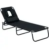 Image de Bain de soleil inclinable pliable noir
