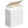 Image de Panier à linge 2 compartiments 100L imitation de rotin de PP blanc