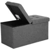 Image de Coffre de rangement avec couvercle pliable par 2 côtés - l76 cm - gris