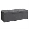 Image de Coffre de rangement avec couvercle pliable - L110 cm - Gris