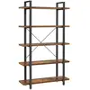 Image de Bibliothèque à 5 niveaux en métal et effet bois - l105 x 177,5 cm