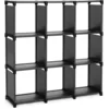 Image de Étagère de rangement 9 compartiments métal tissu non-tissé noir