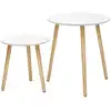 Image de Tables basses ronde bois de pin effet bois blanc boisée