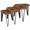 Image de Lot de 3 tables gigognes avec pieds en acier et décor bois rustique