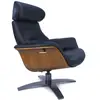 Image de Fauteuil de relaxation en cuir noir et bois chêne naturel
