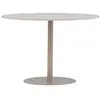 Image de Table à manger 4 personnes ronde en effet marbre et métal - beige