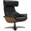 Image de Fauteuil de relaxation en cuir noir et chêne naturel